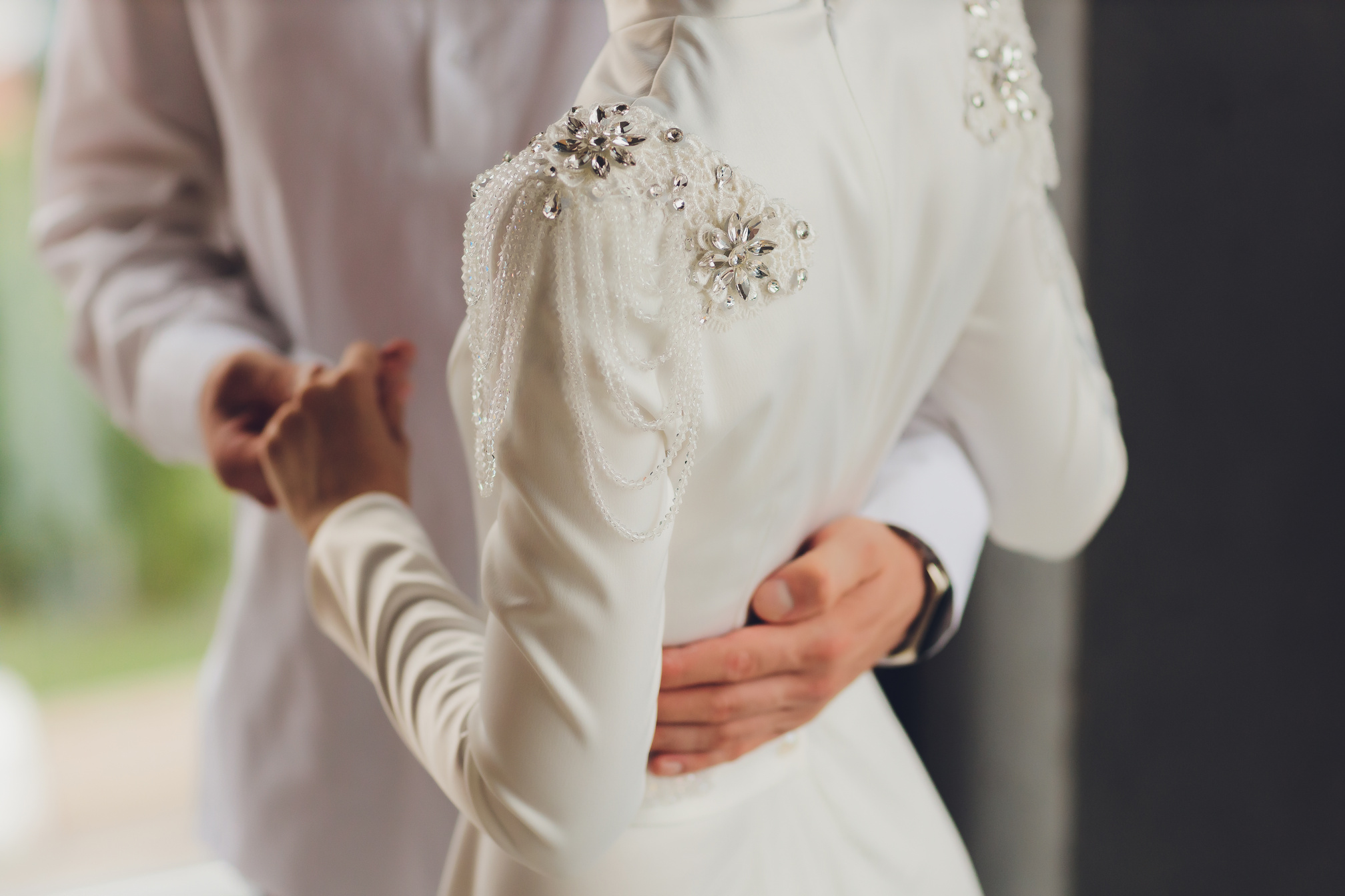 National wedding. Bride and groom. Wedding muslim couple during the marriage ceremony. Muslim marriage.